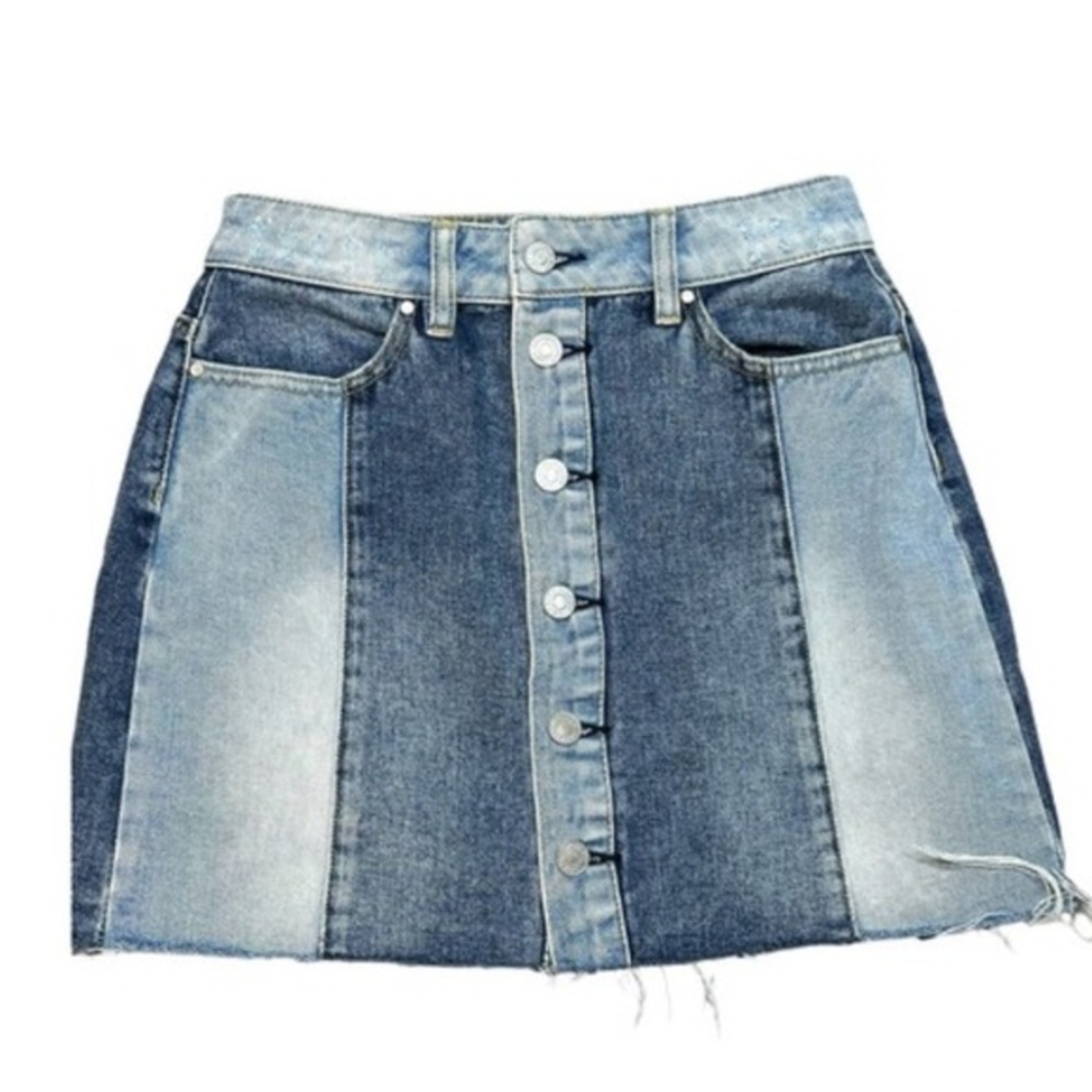 PacSun Two Tones Denim Contrast Mini Skirt
